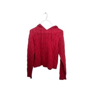 Anthropologie Saturday Sunday Women's Red Ellyn Cable-Knit Sweater Size Medium